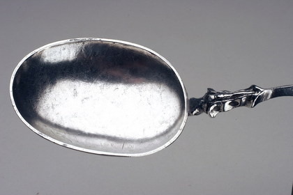 Rare 17th Century Memorial Dutch Silver Spoon and Fork set - Sara Lewes, Kwab Auricular Style, Earliest Known Silver Fork from New York/ New Amsterdam